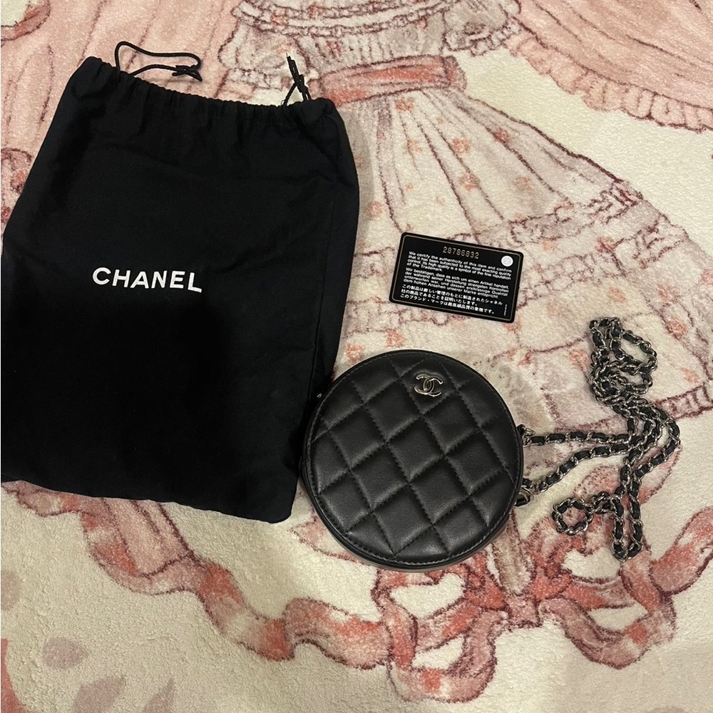 SOLD Chanel Lambskin Quilted Small Clutch With Chain Black
